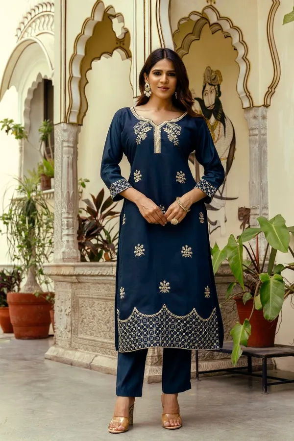 Navy_Blue_Embroidered_Straight_Kurta_Set_For_Women