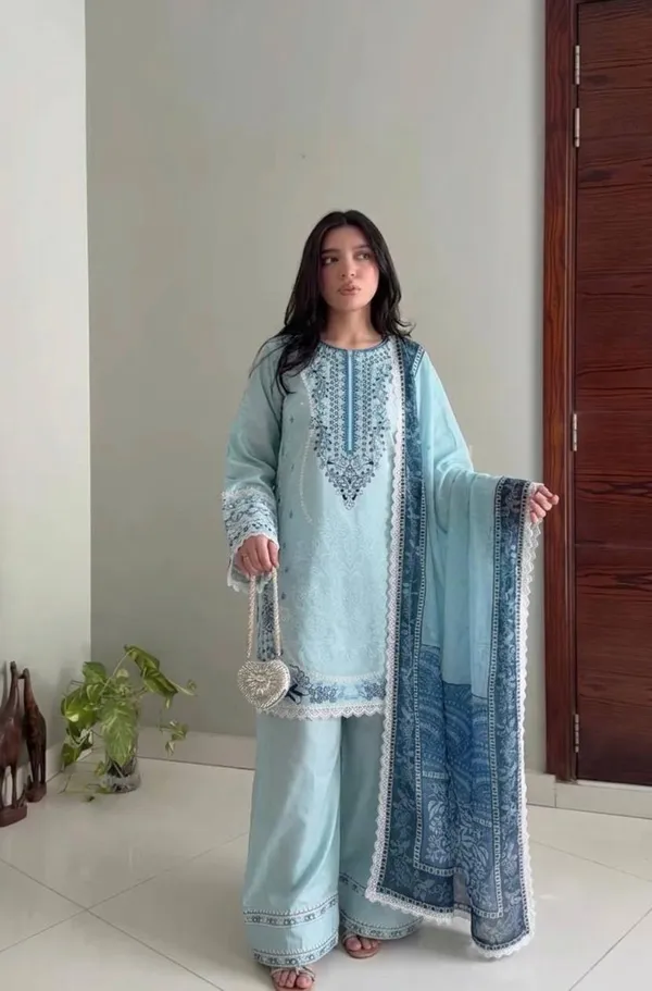 Blue_Embroidery_Work_Satin_Salwar_Suit_Stitched