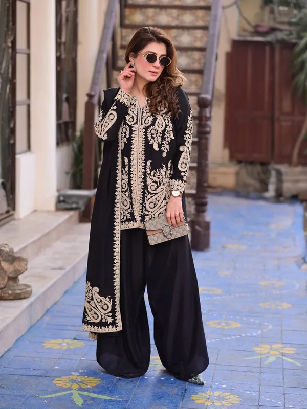 Black_Faux_Georgette_Embroidered_Farshi_Palazzo_Set_Stitched