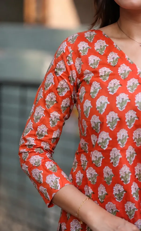 Orange_Jaipur_Hand_Block-Printed_Short_Tunic