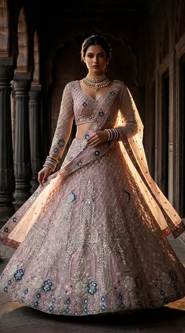 Premium_White_Color_Soft_Net_Embroidered_Lehenga_Choli