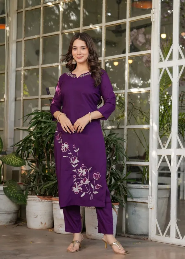 Purple_Viscose_Rayon_Kurta_Set