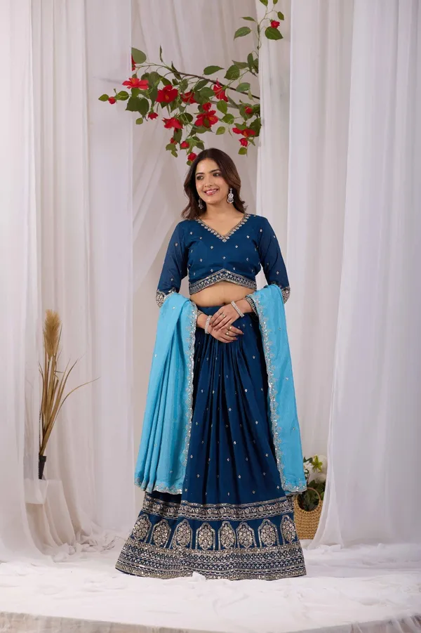 Navy_Blue_Embroidered_Lehenga_Choli_Set_For_Women