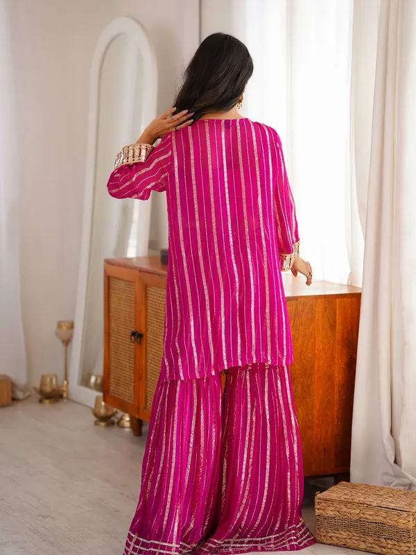 Women'S_Hot_Pink_Gold_Zari_Top_And_Sharara_Set_With_Real_Mirror_Embroidery