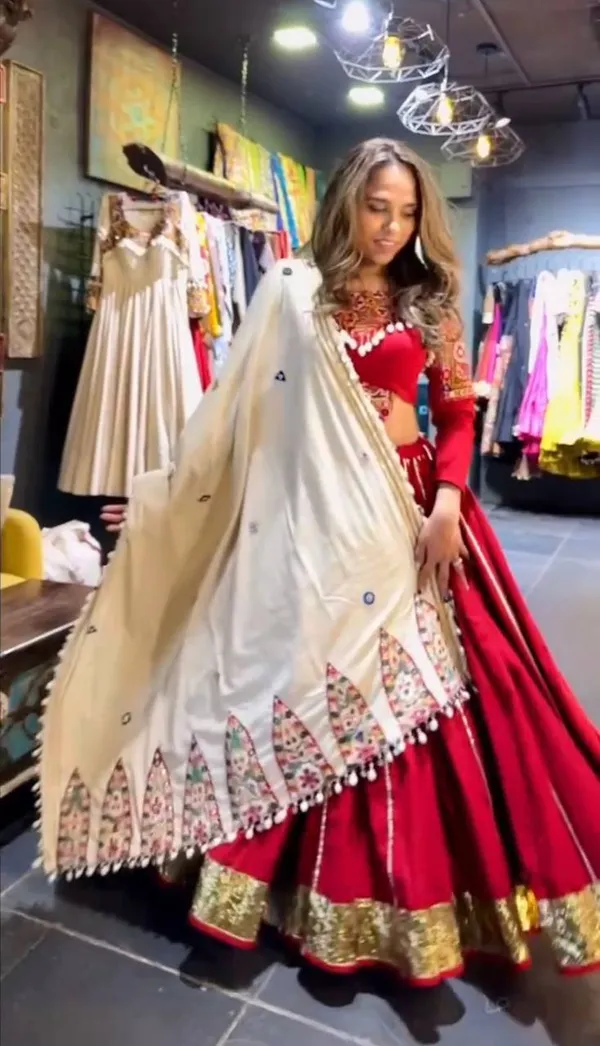 Red_Premium_Rayon_Silk_Semi-Stitched_Lehenga_Set_With_Real_Mirror_And_Kodi_Lace_Work