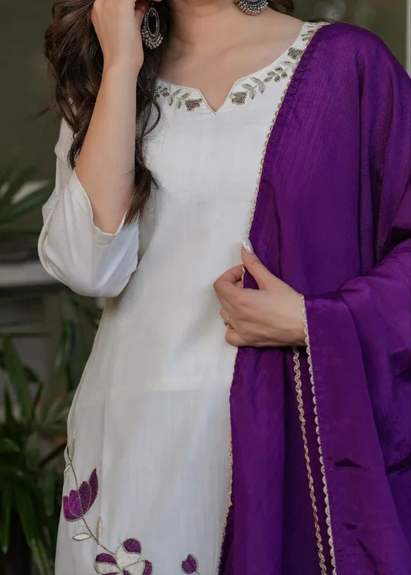 White_Viscose_Rayon_Kurta_Set