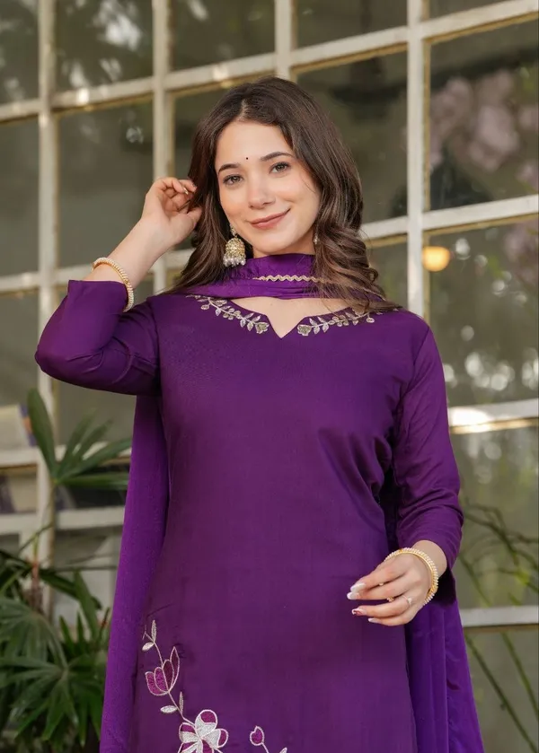 Purple_Viscose_Rayon_Kurta_Set