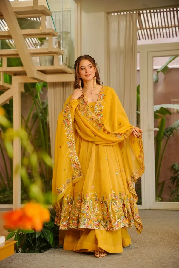 Yellow_Mastani_Floral_Anarkali_Suit_Set_Of_3