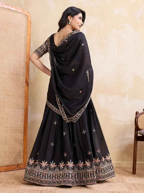 Elegant_Black_Georgette_Embroidered_Lehenga_Choli_Set_With_Matching_Blouse_And_A_Decorative_Dupatta