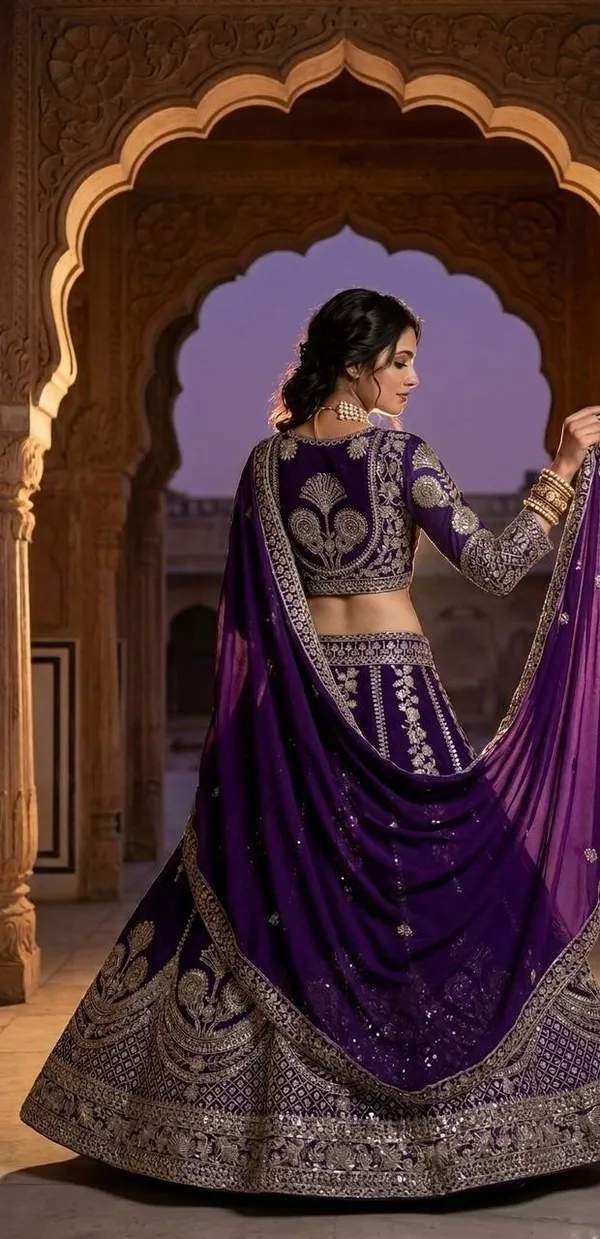 Royal_Purple_Georgette_Thread_And_Sequence_Embroidered_Lehenga_Choli