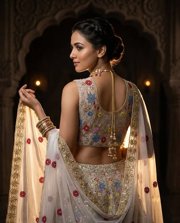 Beige_Embellished_Flared_Lehenga_Choli_For_Women