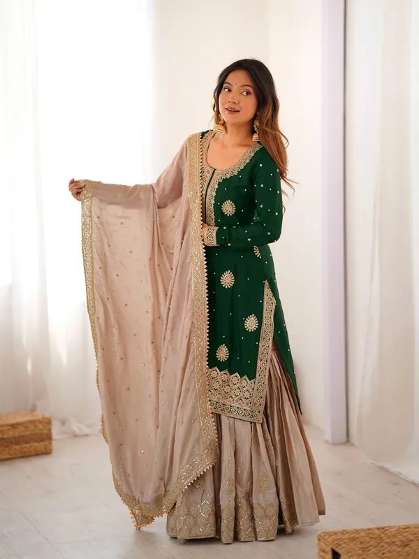 Green_Embroidered_Sharara_Set_Featuring_Intricate_Zari_Thread_Work_And_A_Matching_Dupatta