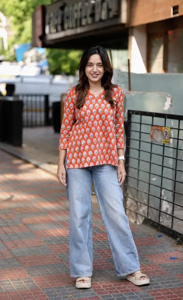 Orange_Jaipur_Hand_Block-Printed_Short_Tunic