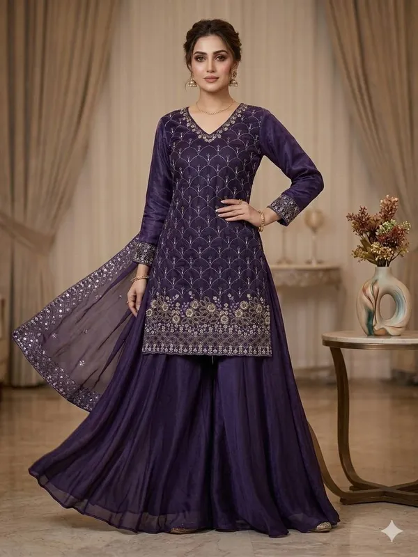 Purple_Womens_Fendi_Embroidered_Kurti_With_Full_Flair_Palazzo_And_Designer_Dupatta