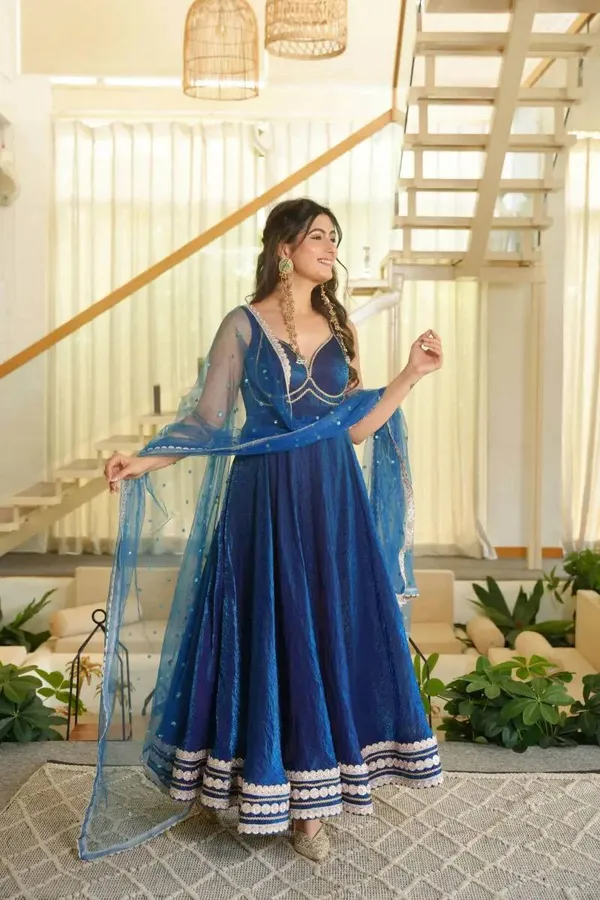Blue_Fendi_Silk_Fancy_Lace_Work_Gown