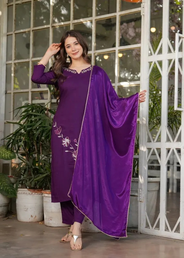 Purple_Viscose_Rayon_Kurta_Set