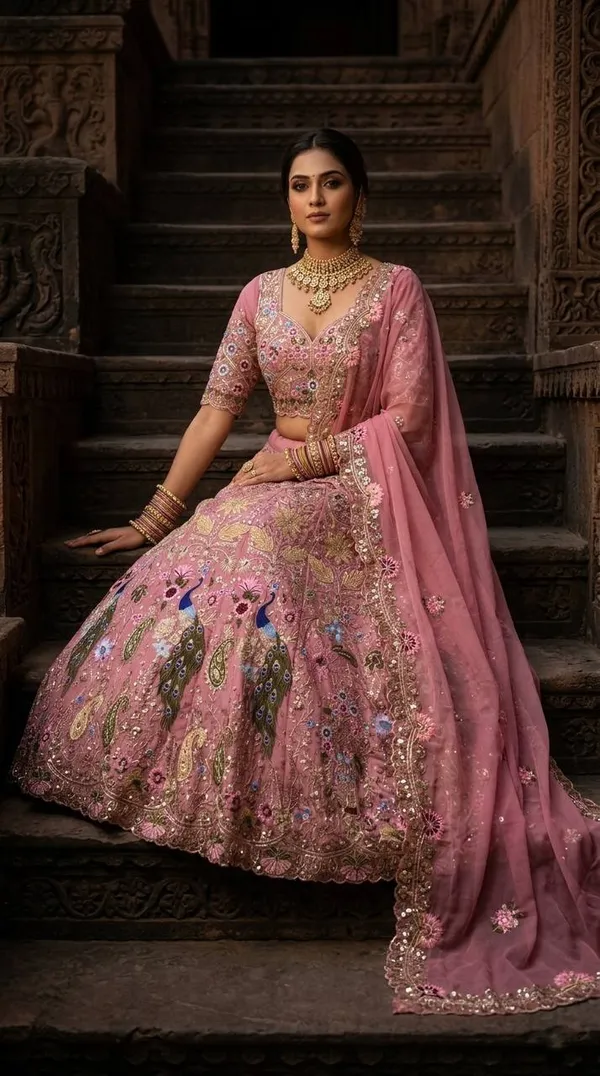Pink_Sequins_Faux_Georgette_Embroidered_Lehenga_Set