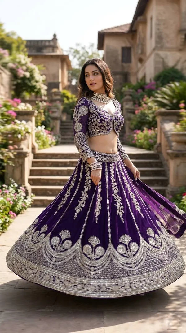 Royal_Purple_Georgette_Thread_And_Sequence_Embroidered_Lehenga_Choli