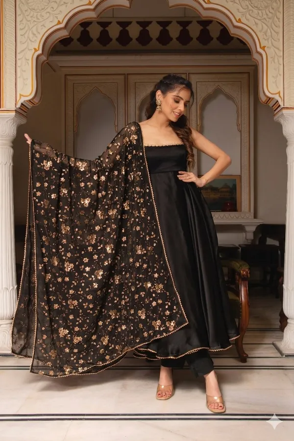 Black_Silk_Thread_Sequence_Work_Flared_Anarkali_Suit_Set_For_Women