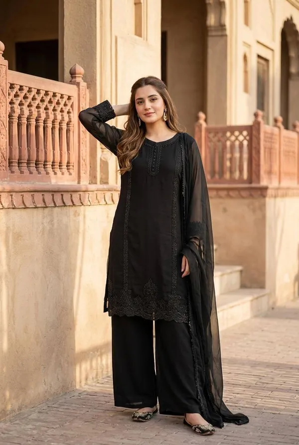 Black_Embroidery_And_Beads_Work_Faux_Georgette_Salwar_Suit_Stitched
