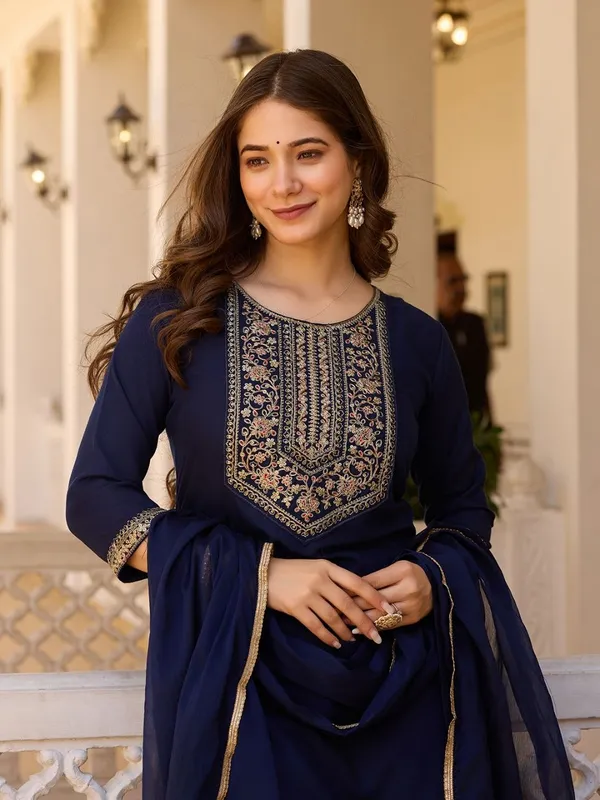 Black_Rayon_Embroidered_Readymade_Suit_For_Party