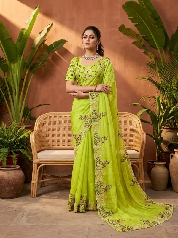 Green_Jimmy_Silk_Saree_Adorned_With_Intricate_Floral_Embroidery_And_A_Scalloped_Border