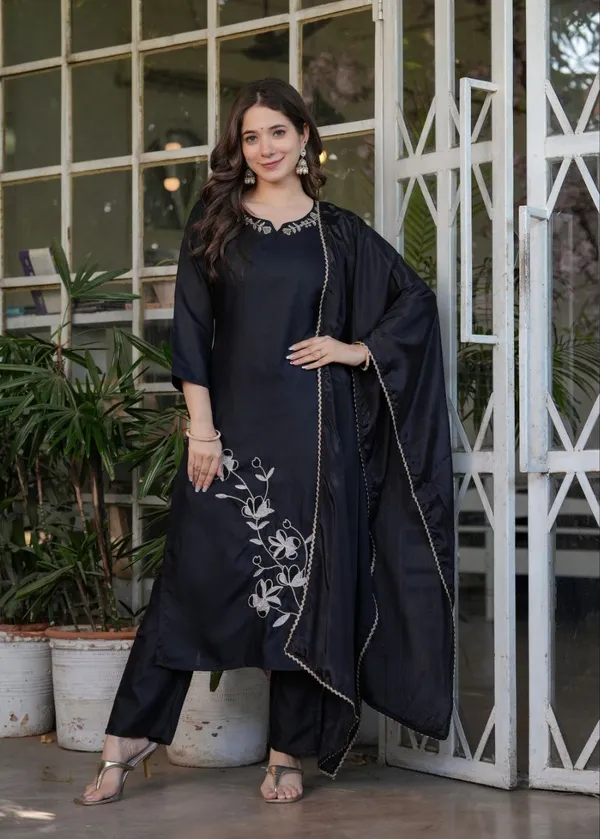 Black_Viscose_Rayon_Kurta_Set