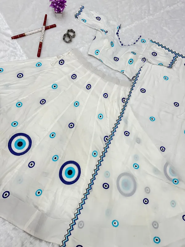 White_Pure_Cotton_Evil_Eye_Embroidery_Heavy_Thread_Work_Lehenga_Choli_Set