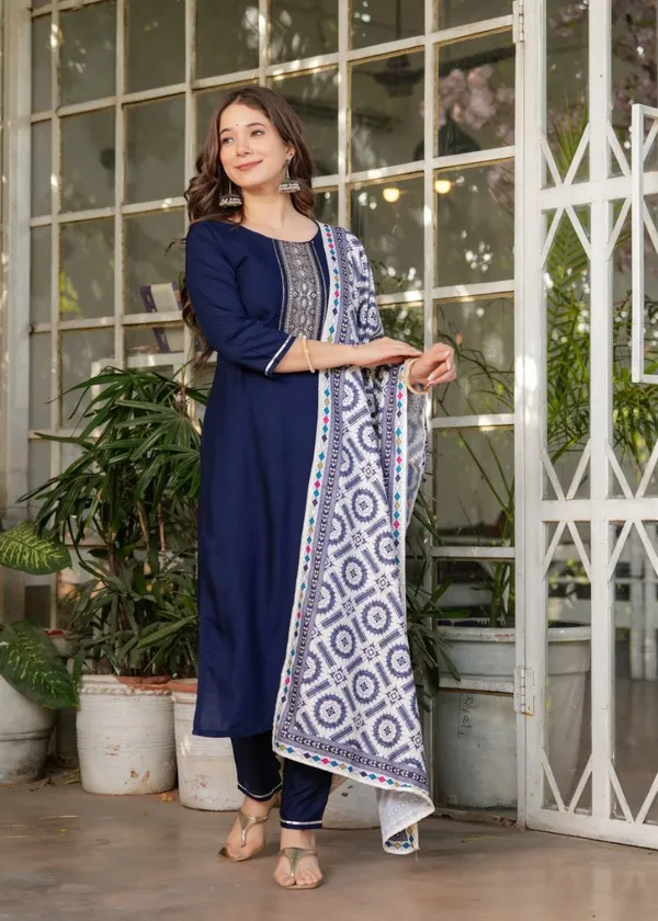 Royal_Blue_Silk_Blended_Kurta_Set