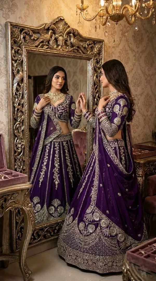 Royal_Purple_Georgette_Thread_And_Sequence_Embroidered_Lehenga_Choli