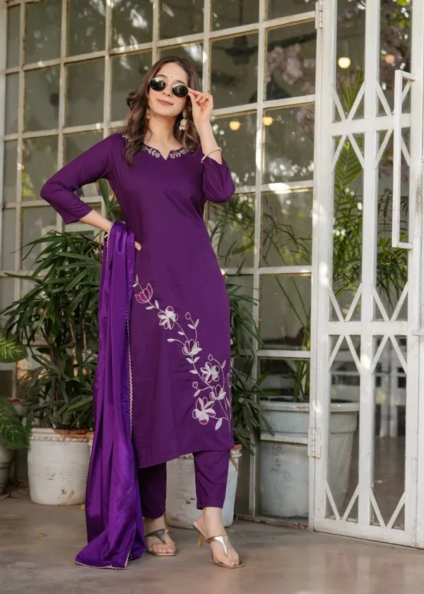 Purple_Viscose_Rayon_Kurta_Set