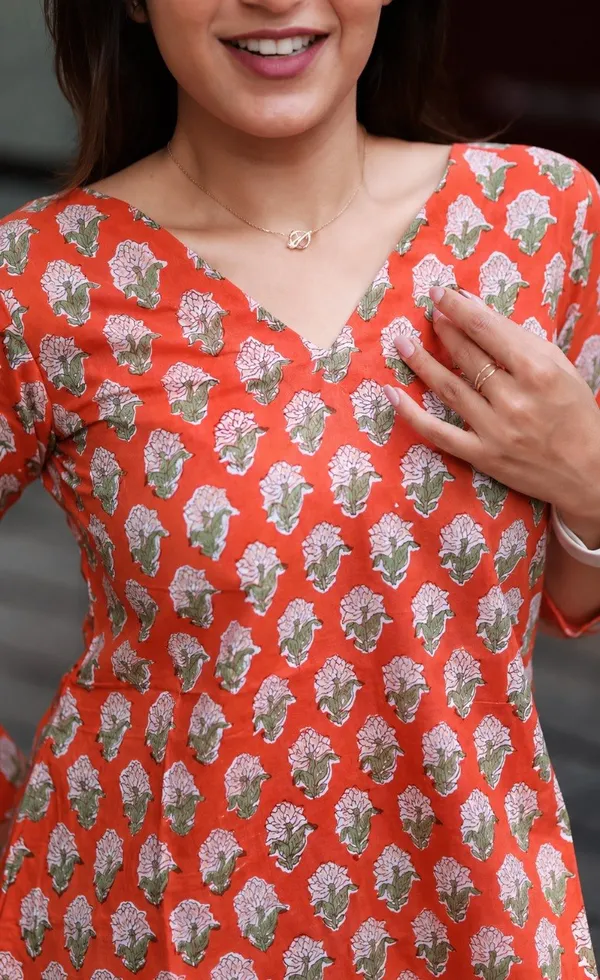 Orange_Jaipur_Hand_Block-Printed_Short_Tunic