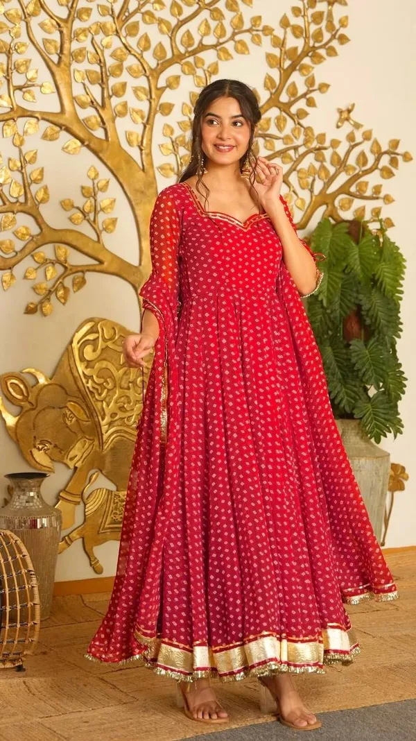 Women'S_Red_Faux_Georgette_Anarkali_Suit_With_Gota_Patti_Lace_Dupatta