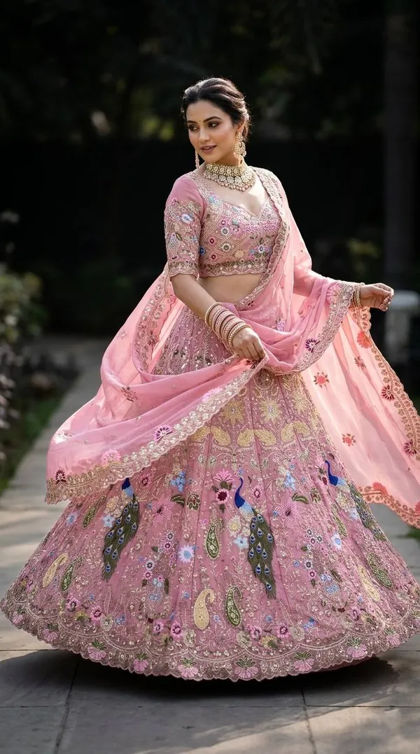Pink_Sequins_Faux_Georgette_Embroidered_Lehenga_Set