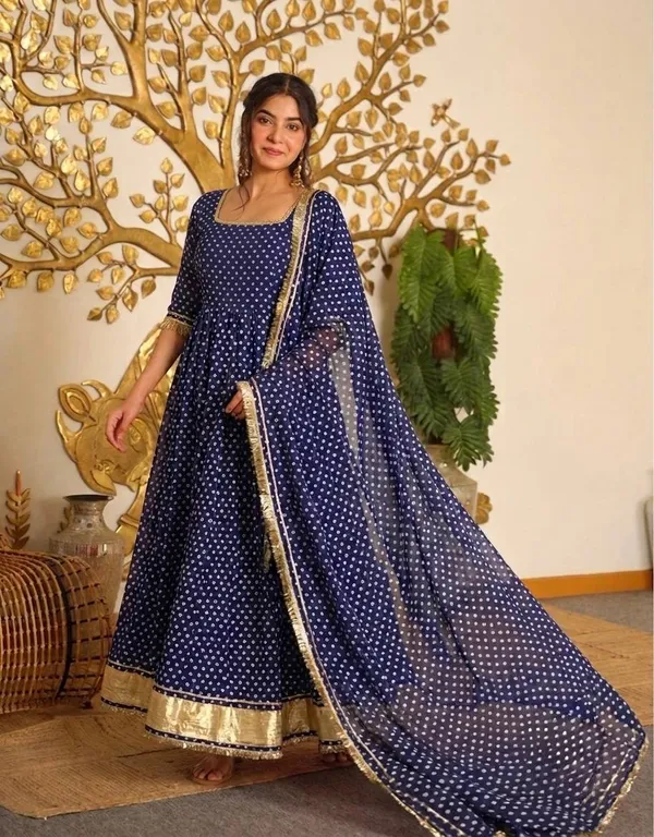 Purple_Bandhej_Print_Faux_Georgette_Anarkali_Gown_Set_With_Dupatta_Stitched