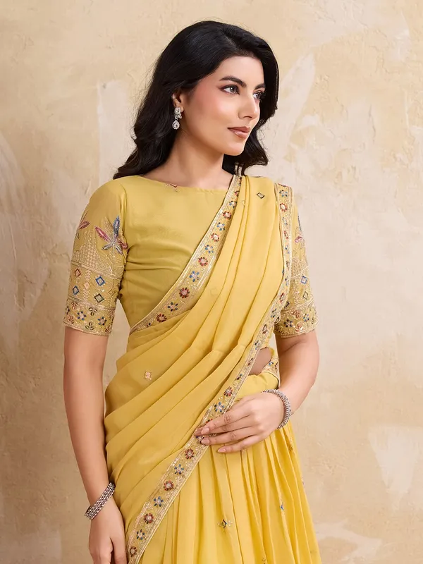 Elegant_Yellow_Georgette_Embroidered_Lehenga_Choli_Set_With_Matching_Blouse_And_A_Decorative_Dupatta