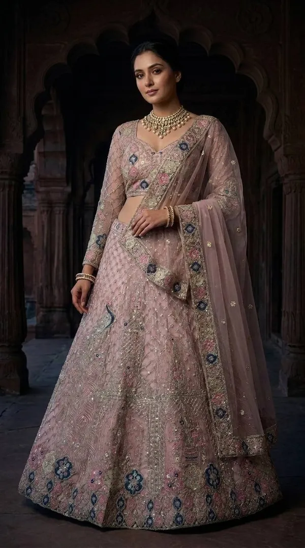 Premium_White_Color_Soft_Net_Embroidered_Lehenga_Choli