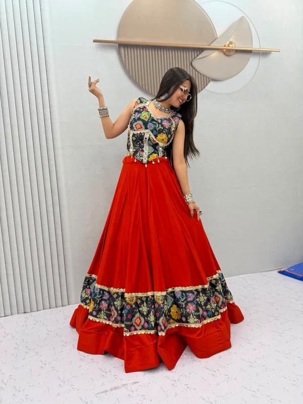 Orange_Cotton_Real_Mirror_Navratri_Lehenga_Choli