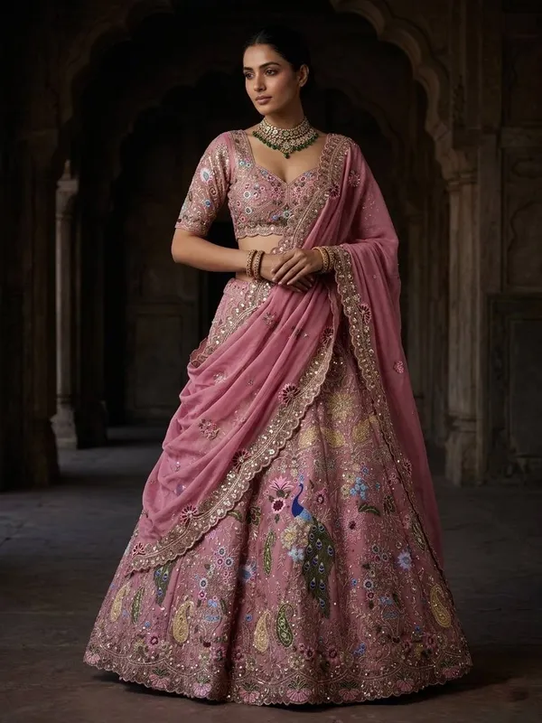 Pink_Sequins_Faux_Georgette_Embroidered_Lehenga_Set