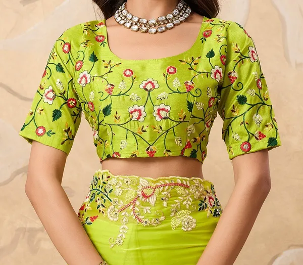 Green_Jimmy_Silk_Saree_Adorned_With_Intricate_Floral_Embroidery_And_A_Scalloped_Border