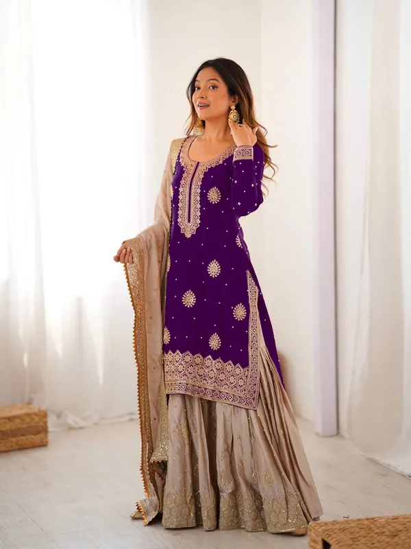 Purple_Embroidered_Sharara_Set_Featuring_Intricate_Zari_Thread_Work_And_A_Matching_Dupatta