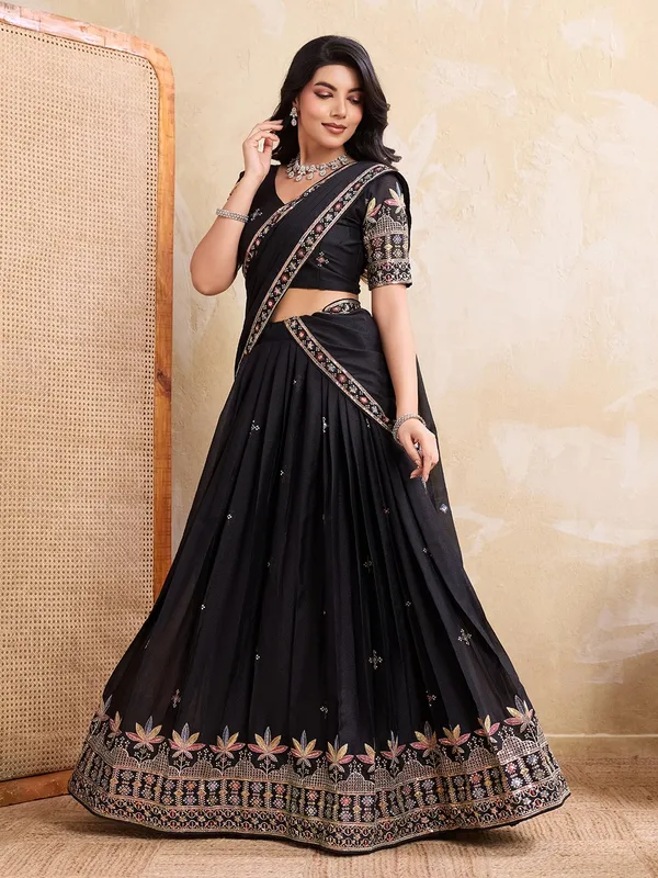Elegant_Black_Georgette_Embroidered_Lehenga_Choli_Set_With_Matching_Blouse_And_A_Decorative_Dupatta