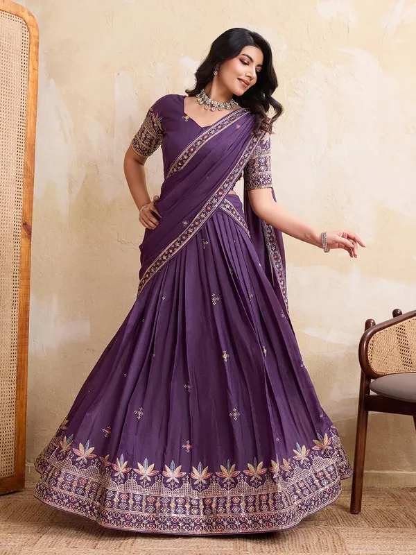 Elegant_Purple_Georgette_Embroidered_Lehenga_Choli_Set_With_Matching_Blouse_And_A_Decorative_Dupatta
