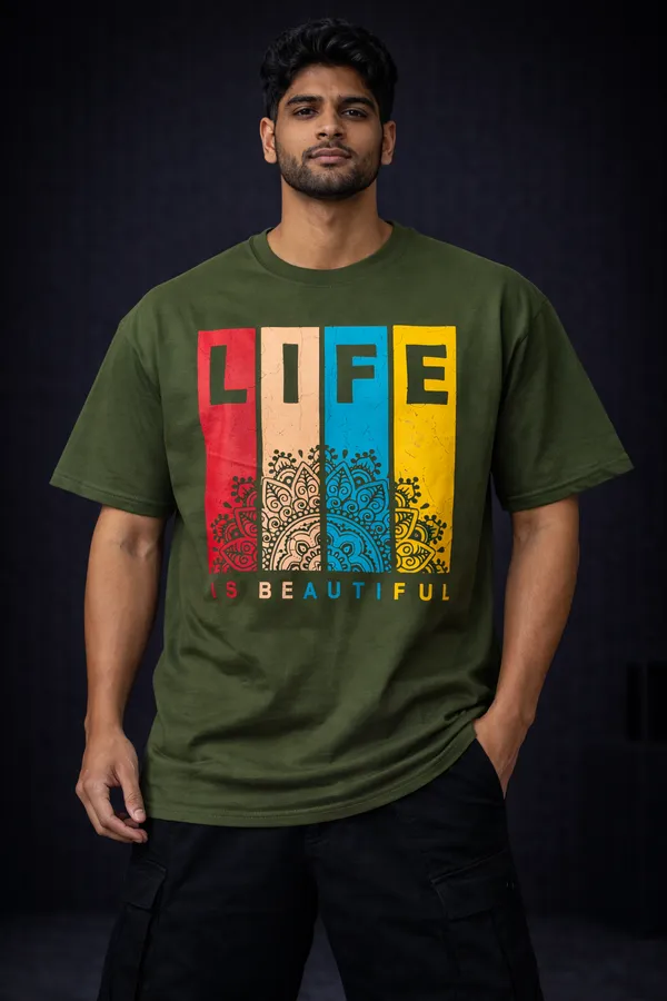 Olive_Green_Graphic_Print_Oversized_Fit_T-Shirt_For_Men