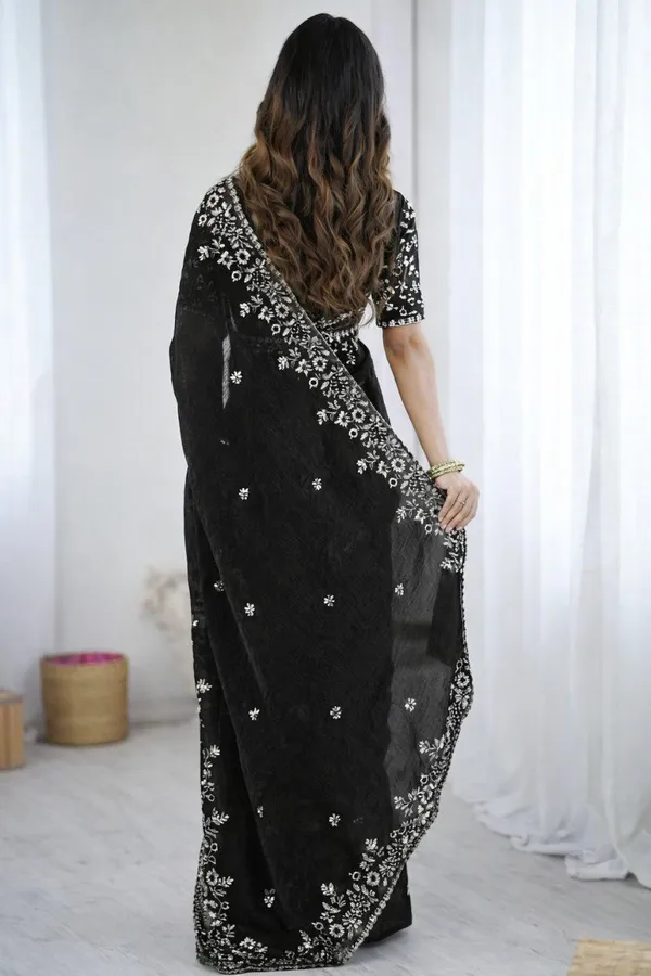 Black_Fendi_Chiffon_Padding_Saree_With_3Mm_Sequins_Embroidery