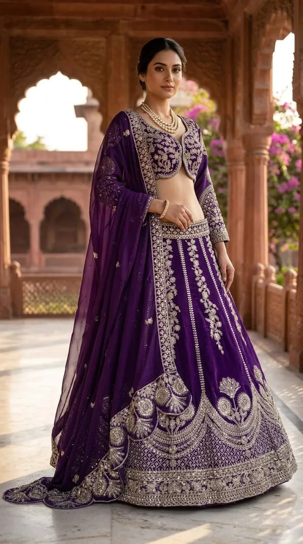 Royal_Purple_Georgette_Thread_And_Sequence_Embroidered_Lehenga_Choli