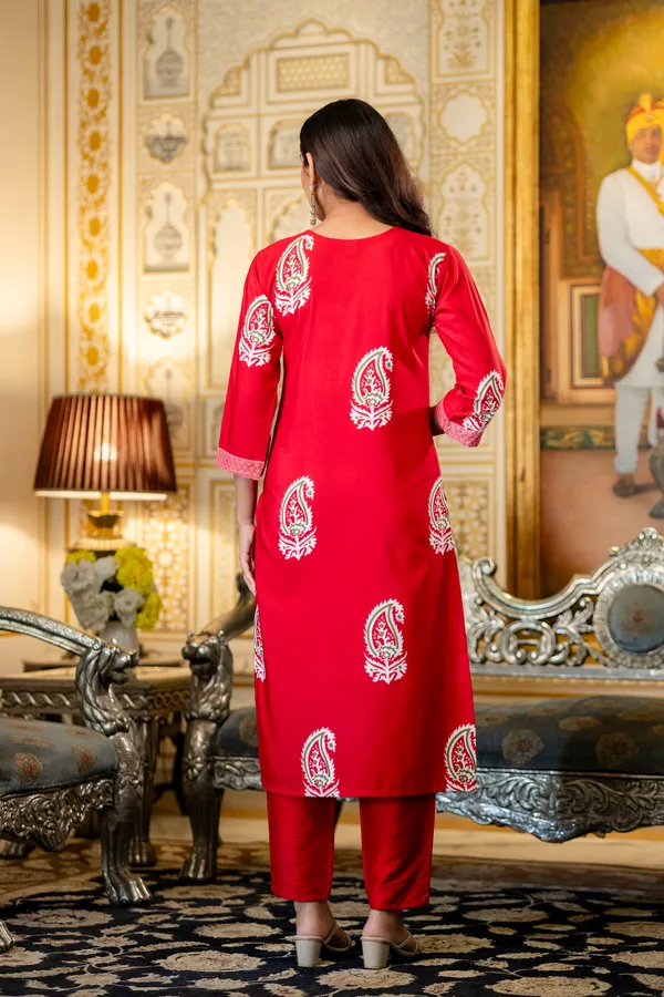 Red_Rayon_Printed_Kurta_Pant_Set_With_Chanderi_Dupatta