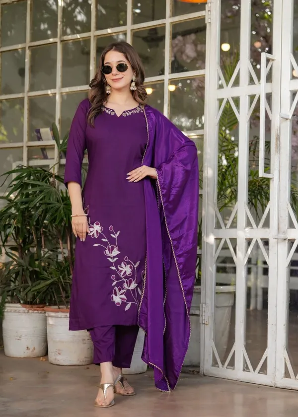 Purple_Viscose_Rayon_Kurta_Set