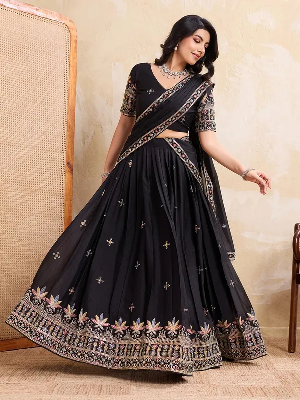Elegant_Black_Georgette_Embroidered_Lehenga_Choli_Set_With_Matching_Blouse_And_A_Decorative_Dupatta