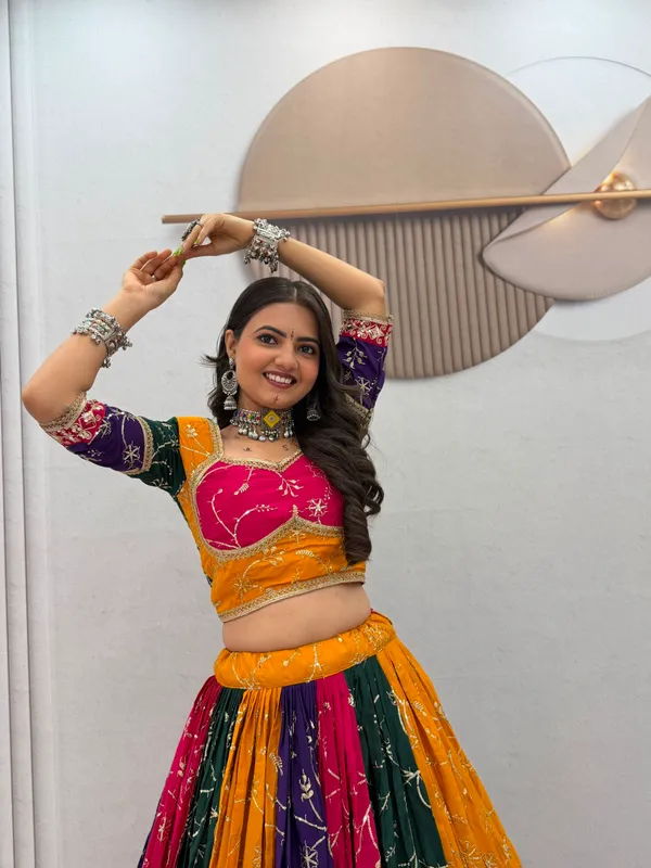 Multicolor_Embroidered_Sequin_Silk_Navratri_Lehenga_Choli